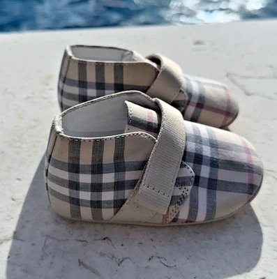 Burberry Baby Shoes Beige Check Canvas EU Sz 17 - Image 1 of 4