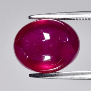 💎 6.06ct Oval Cabochon Pinkish Red Ruby - Heated Glass Filled Africa Gemstone - Picture 1 of 4
