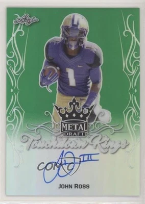 2017 Leaf Metal Draft Touchdown Kings Green /5 John Ross #TK-JR1 Rookie Auto RC - Image 1 of 2