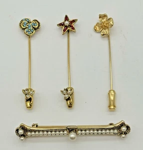 Lote de broches de barra, broches de barra (4 piezas) Trifari, perlas Faxu, pedrería, de colección años 70 - Imagen 1 de 9