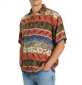 Pierre Cardin Shirt Hawaiian Geometric Multicolor Short Sleeves Mens Size Medium - Picture 1 of 6