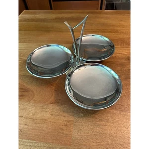 MCM Stainless Steel 3-Dish Serving Tray by Kromex - Picture 1 of 5
