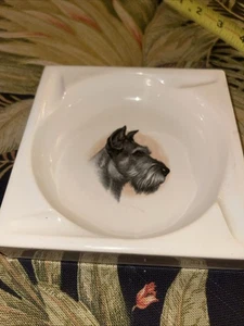 Hyalyn Porcelain Ashtray Large 5” Square Dog USA Vintage Schnauzer - Picture 1 of 4