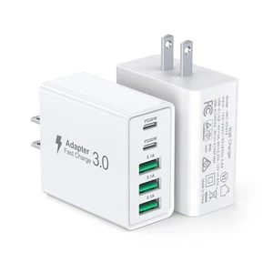 [Paquete de 2] Cargador de Pared USB C, 50W 5 Puertos PD Bloque de Carga Rápida USB C, 2USB C+3... - Imagen 1 de 7