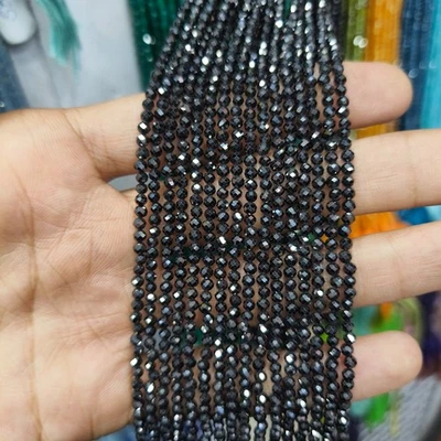 Cuentas de diamantes negros naturales, cuentas de diamantes de 3 mm, cuentas de rondelle facetadas, diamante Foto 1 de 3
