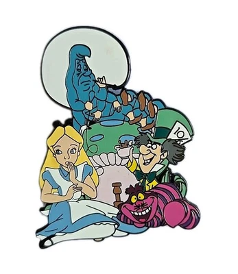 Enamel Pin LARGE Alice In Wonderland Mad Hatter Cheshire Cat Caterpillar Disney - Image 1 of 4