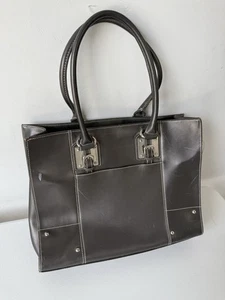 Wilsons Leather Black Double Strap Laptop Commuter Tote Bag - Picture 1 of 9