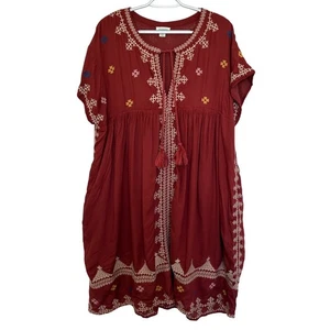 Sundance Sacred Valley Embroidered Short Dress Size XXL Rustic Orange Bohemian - Picture 1 of 14