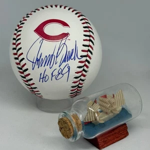 Johnny Bench signed Reds Team Stitch Logo Baseball JSA COA Inscribed HOF A3883 - Picture 1 of 1