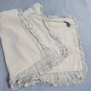 2 Pier 1 Imports Lumbar Pillow Covers 20x12" Beige Ruffle Trim 100% Cotton - Picture 1 of 7