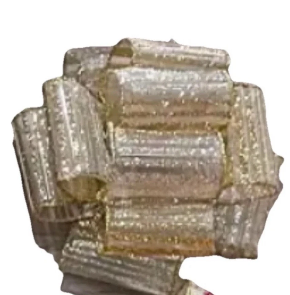 KIRKLAND WIRE EDGE RIBBON 2.5”x50 yd GOLD/SILVER METALLIC STYLE 25A18 NO SEAM