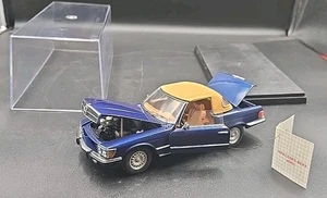 Franklin Mint 1973 Mercedes Benz 450SL Roadster Blue 1/24 Scale w/ Tag + Case - Picture 1 of 11