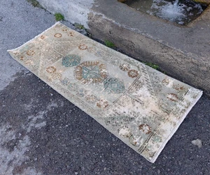 Vintage Hand Knotted Oushak runner ,Turkish Runner rug wool runner boho runner - Picture 1 of 17