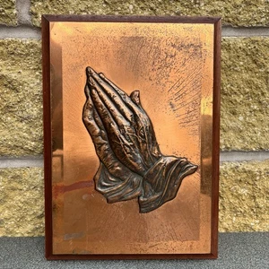 Cuadro de arte de cobre firmado por Magowan oración mano Dios enmarcado 28x20 cm original irlandés - Imagen 1 de 6