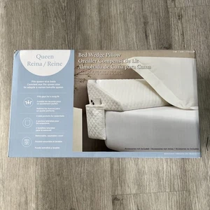 Almohada de cuña Essential Comfort para cama, tamaño queen 59” con bolsillos laterales blanca NUEVA EN CAJA - Imagen 1 de 6