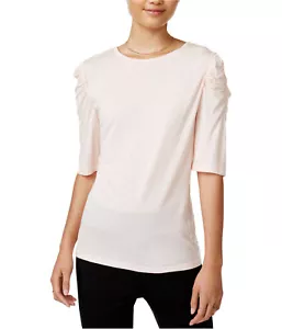 Bar III Crew Neck Ruched Shoulder Tee Shirt Top Pink Womens XXL - Picture 1 of 2