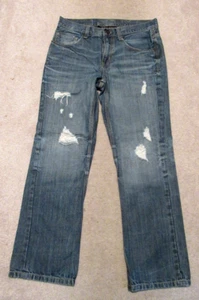 Helix Jeans Herren Größe 32 x 30 blau schmal Stiefel verwaschen abgenutzt Schnurrbart 100 % Baumwolle - Bild 1 von 10