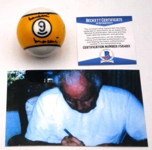 WILLIE MOSCONI SIGNED BECKETT CERTIFIED AUTOGRAPHED #9 BILLIARDS POOL BALL HOF . - Picture 1 of 6