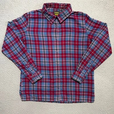 Cabelas Collared Shirt Womens Medium Red Blue Gray Plaid Outdoor Casual Foto 1 de 4