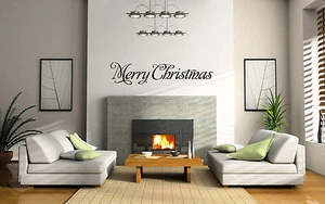 FELIZ NAVIDAD Navidad/Navidad pegatina de pared/ventana/calcomanía de pared arte moderno - Imagen 1 de 3