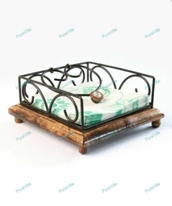 HANDMADE WOODEN TISSUE HOLDER/NAPKIN HOLDER _BROWN - Picture 1 of 9