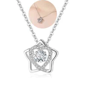 Collana Ciondolo Stella Lega Argento Strass Lucky Love Choker Gioielli per Ragazza - Foto 1 di 8