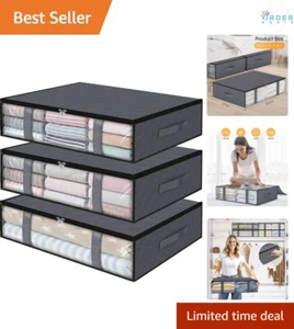 High Capacity Foldable Storage Bags for Bedding and Clothing - 23.6” Grey Bins - Picture 1 of 9