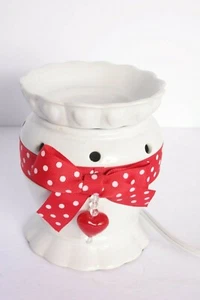 Valentine Scentsy Full Size Warmer Polka Dot Bow, Red Heart Charm - EUC Retired - Picture 1 of 4