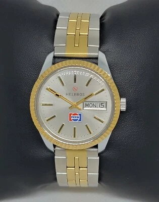 Мужские винтажные специальные аналоговые часы Helbros с ручным заводом логотипом Pepsi F2 - Изображение 1 из 4