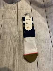 NEU Stance Notre Dame offizielle Crew-Socken weißgold marineblau Damen klein 5-7,5 - Bild 1 von 4