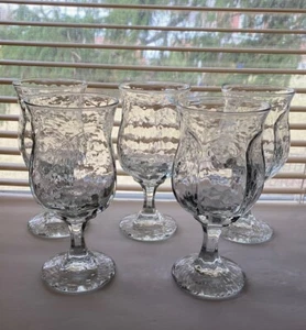 Vintage Libbey Chivalry Tulip 5 Clear Water Goblets 6.125"H - Picture 1 of 3