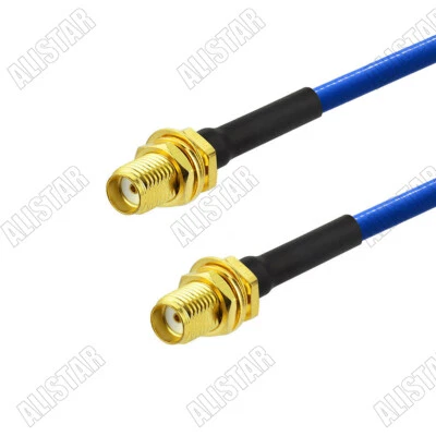 RG402 30cm Blue Semi-Flexible .141" Cable SMA Jack Female Bulkhead to SMA Jack - Image 1 of 2
