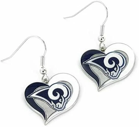 Los Angeles Rams Dangle Swirl Heart Silver Tone Earrings Cover