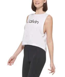 NWT! Calvin Klein Performance Women's Sz XL Logo Active Muscle Tank Top White - Picture 1 of 7