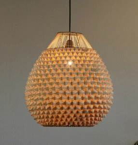Pineapple Style Lampshade Handcrafted with Palm Leaves, Pendant Light - Picture 1 of 17
