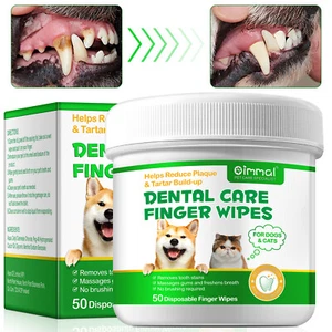 Pet Dental Care Tooth Finger Wipes Dog Cat Oral Cleaning Fresh Breath Bad Smell - Picture 1 of 12