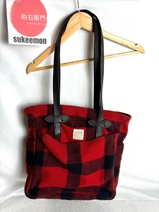 Filson Mackinaw Wool Tote Bag Red Black Plaid Made in USA Rare Model - Picture 1 of 13