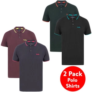 Tokyo Laundry Polo Shirt (2 Pack) Men's 100% Cotton Pique Casual T-Shirt Top  - Picture 1 of 15