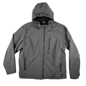 Free Country Jacket Mens XXL Gray Hooded Softshell Windbreaker Pockets Full Zip - Picture 1 of 9