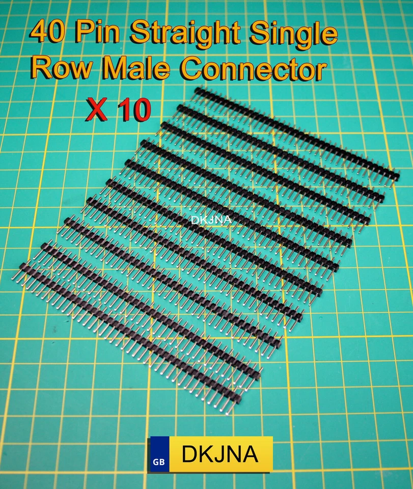 10PCS 40 Pin 1x40 Single Row Male 2.54 Breakable Pin Header Connector Strip Row - Image 1 of 3