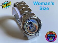 Woman Stainless steel Wristwatch Prague Astronomical Tower Map Flat Earth Watch