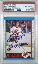 Ken Daneyko auto insc 1989 O-Pee-Chee #243 RC PSA Encapsulated New Jersey Devils