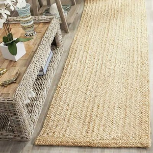 Jute Rug Carpet Runner Natural Rectangle Handmade Rustic Look Braided Stylish - Picture 1 of 11