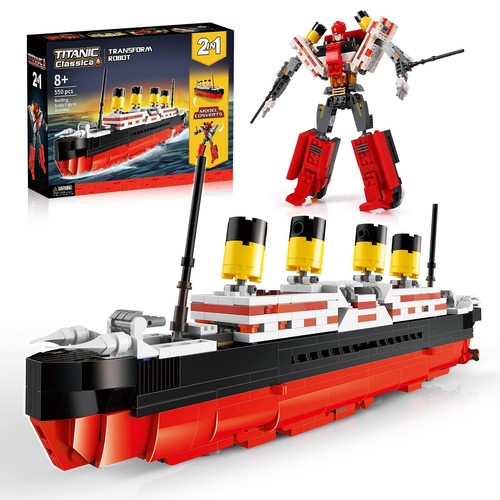 JOJO&Peach Titanic Stem Toys, 2 in 1 Titanic Model & Transform Robot Building...