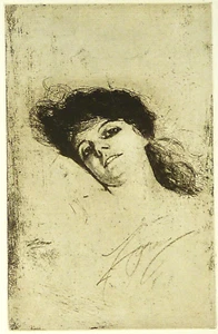 Anders Zorn " MARY " Radierung/Gravure 1884 - Picture 1 of 2