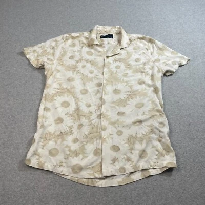 Camisa Abercrombie & Fitch Hombres XL Tostada Flor Margarita Viscosa Botón Hawaiano Top Foto 1 de 4