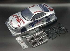RC CAR KAROSSERIE 1:10 "NISSAN S15" SILBER, DRIFT INKL. LICHTEINSÄTZE # JLR99 - Bild 1 von 6