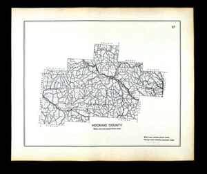 1910 Ohio Highway Road Map Hocking County Logan Carbon Hill Rockbridge Gore OH - Picture 1 of 5