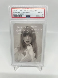 2024 TTPD The Manuscript Taylor Swift Photocards "The Tears Fell" PSA 10 Card - Picture 1 of 2
