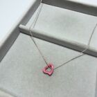 Tiffany & Co. Silver925 Open Heart Necklace 40cm natural stone Pink No box #33